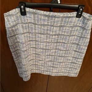 LOFT Blue and White Tweed Pencil Skirt